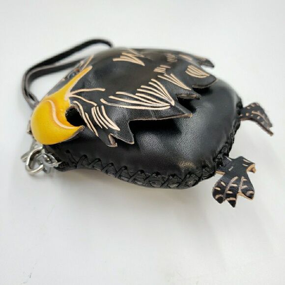 Eagle Leather Wristlet Wallet Handmade Tooled Coin Purse Keychain Western Gift - Picture 4 of 16